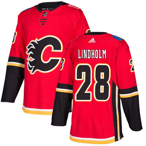 Adidas Flames #28 Elias Lindholm Red Home Authentic Stitched Youth NHL Jersey